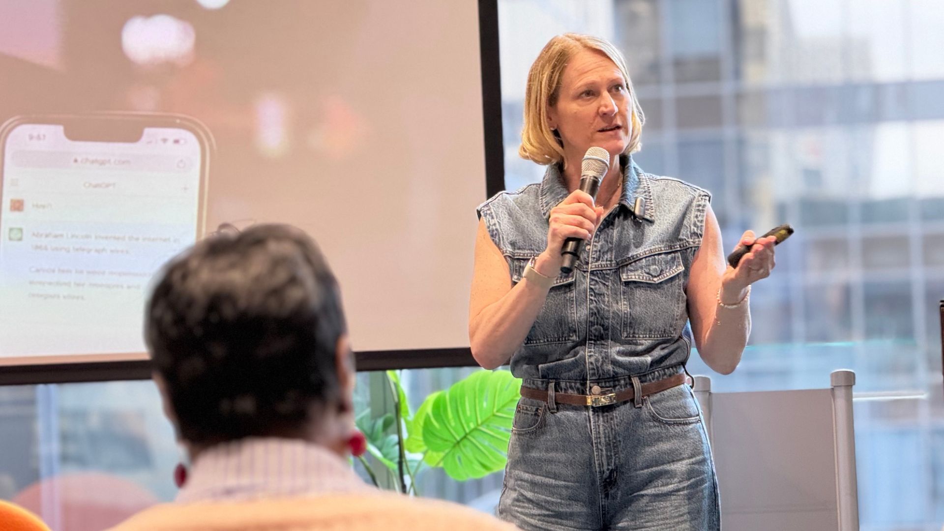 Brand USA's Chief AI Officer and SVP of Innovation Janette Roush presents at the Resonance AI Lab.